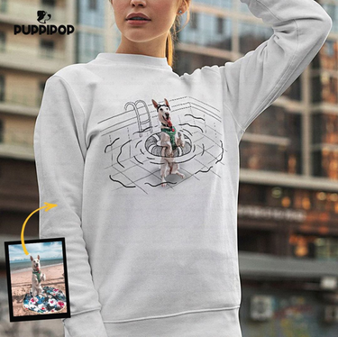 Personalized Dog Gift Idea - Funny Character Line Art For Puppy Lovers - Standard Crew Neck Sweatshirt